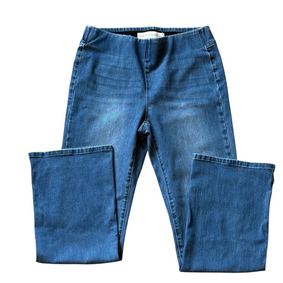 Soft Surroundings Womens Pull On Jeans Size Medium Wide Leg Denim Stretch - Picture 1 of 6